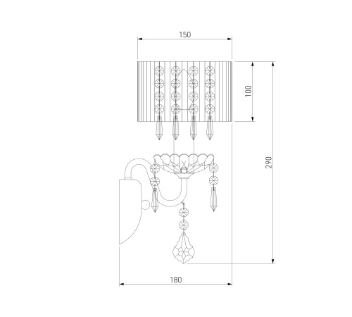 Бра с абажуром и хрусталем 2045/1 хром/белый