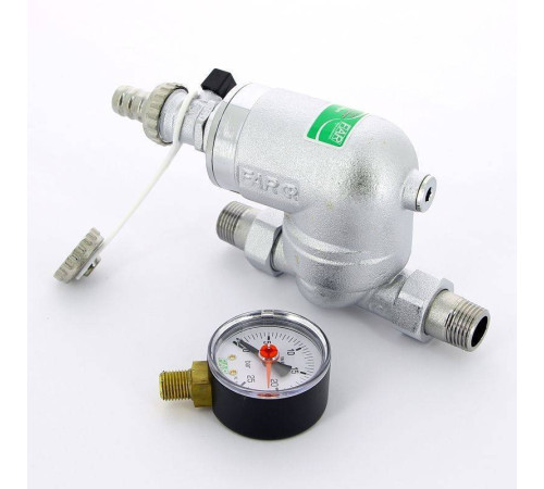 Фильтр промывной FAR 1/2 НР 100 мкм 25 бар поворотный с манометром FA 39A4 12100