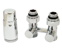 Комплект узла нижнего подключения прямой Schlosser Standard 3/4 хром с термоголовкой M30x1.5 и ниппелями 1/2x3/4 600800011