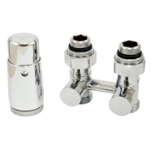 Комплект узла нижнего подключения прямой Schlosser Standard 3/4 хром с термоголовкой M30x1.5 и ниппелями 1/2x3/4 600800011