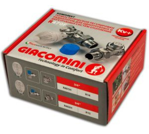 Комплект термостатический Giacomini R470 / R401TG / R15TG угловой 3/4 с увеличенным проходом R470FX054