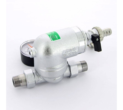 Фильтр промывной FAR 1/2 НР 100 мкм 25 бар поворотный с манометром FA 39A4 12100