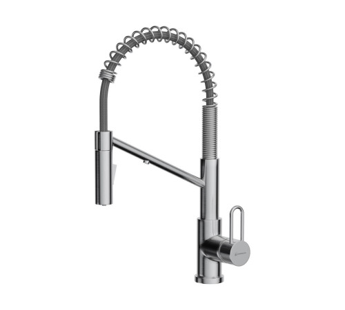 Смеситель для кухни Omoikiri Mikawa 2 Plus-BN с выдвижным изливом и каналом для фильтра нержавеющая сталь 4994452