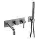 Смеситель для ванны Boheme Uno встраиваемый на 4 отверстия с ручным душем и изливом 17,9 см shine gun metal 464-3-SGM