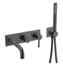 Смеситель на борт ванны Boheme Uno на 4 отверстия с ручным душем black 464-3-B
