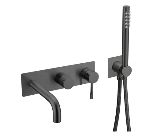 Смеситель на борт ванны Boheme Uno на 4 отверстия с ручным душем black 464-3-B