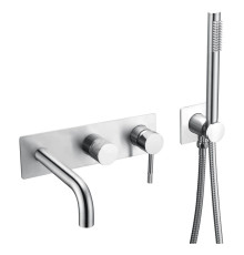 Смеситель на борт ванны Boheme Uno на 4 отверстия с ручным душем chrome 464-3-CR