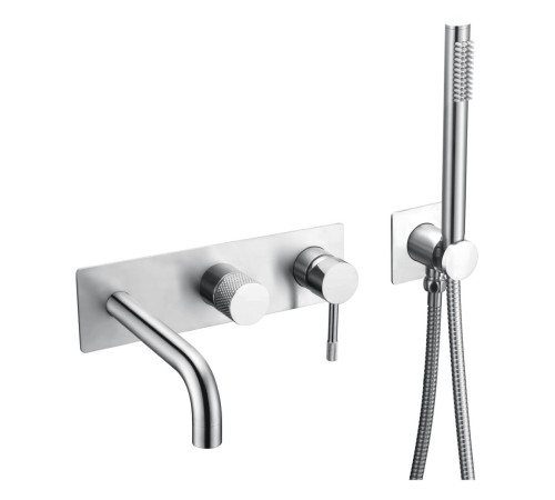 Смеситель на борт ванны Boheme Uno на 4 отверстия с ручным душем chrome 464-3-CR