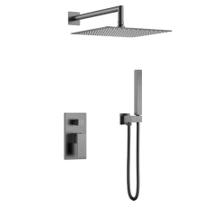 Душевой комплект встраиваемый Boheme Qubic со смесителем и верхним душем gun metal 474-3-GM