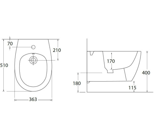 Биде подвесное Allen Brau Fantasy 36.3x51x28.5 см индиго 4.11006.ID