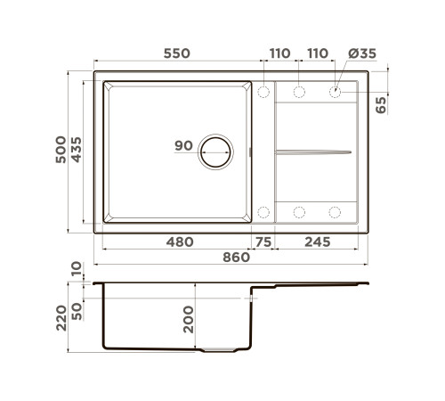 Кухонная мойка Omoikiri Sumi 86A-WG Artceramic 86x50 см wind green 4997107