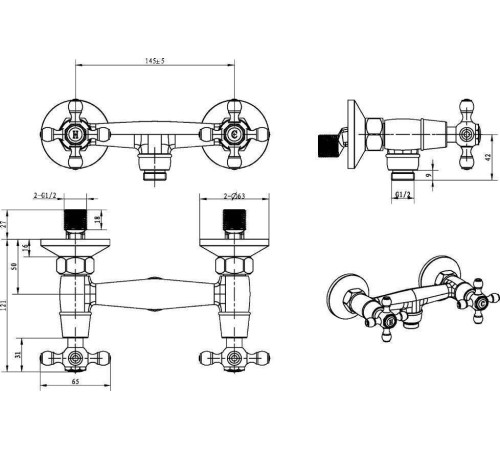 Смеситель для душа Boheme Royal Cristal хром 274-Royal/CRST