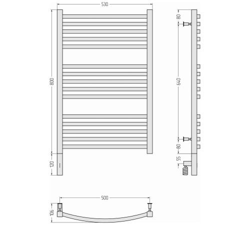 Полотенцесушитель электрический Сунержа Аркус 3.0 53x92 см левое подключение сатин 071-5704-8050