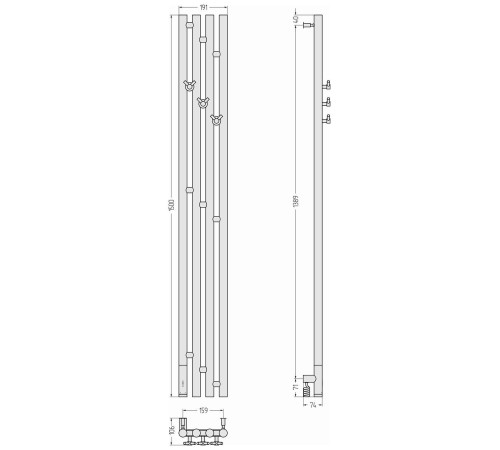 Полотенцесушитель электрический Сунержа Кантата 3.0 19.1x150 см левый матовый черный 31-5846-1516