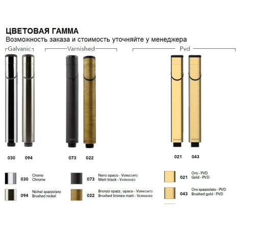 Внешняя часть смесителя для раковины BOSSINI TEO Z00730.043 без донного клапана Сатинированное золото Z00730.043