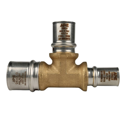 Тройник переходной STOUT 26х20х16 пресс для металлопластиковых труб SFP-0005-262016
