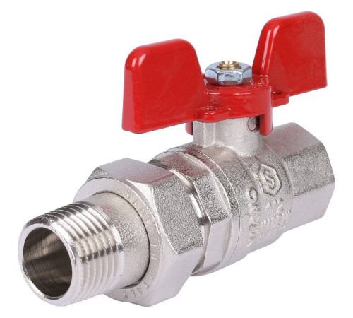 Кран шаровой полнопроходной STOUT ВР/НР ручка бабочка 1/2 с американкой EPDM SVB-1007-000015