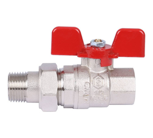 Кран шаровой полнопроходной STOUT ВР/НР ручка бабочка 1/2 с американкой EPDM SVB-1007-000015