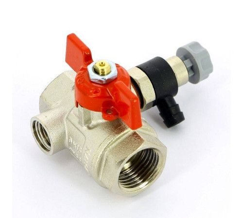 Кран шаровой Uni-Fitt ВВ с дренажным вентилем и заглушкой бабочка 1/2 115T2000