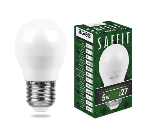 Лампа светодиодная Feron Saffit SBG4505 E27 5 Вт 4000 K 55026