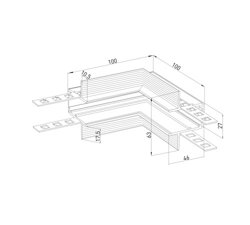 Slim Magnetic Коннектор угловой внутренний для встраиваемого шинопровода под ГКЛ 9,5мм черный 85213/00 85213/00