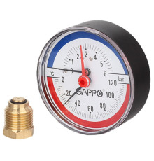 Термоманометр аксиальный Gappo с автоматическим запорным клапаном 1/2 6 бар 1441531
