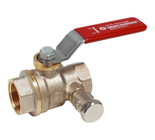 Кран шаровой Giacomini DADO 1 ВР-ВР полнопроходной со сливом рычаг красный R910SX005