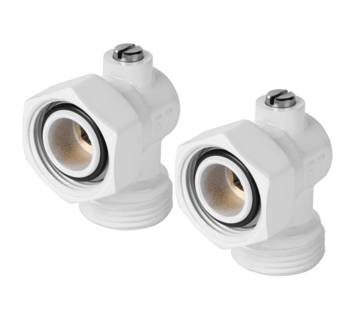 Набор для нижнего подключения радиатора Royal Thermo угловой раздельный 3/4x3/4 EK белый RTE 07.0004