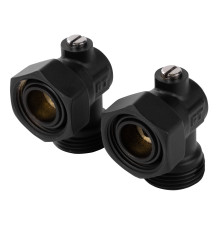 Набор для нижнего подключения радиатора Royal Thermo угловой раздельный 3/4x3/4 EK черный RTE 07.0005