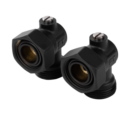 Набор для нижнего подключения радиатора Royal Thermo угловой раздельный 3/4x3/4 EK черный RTE 07.0005