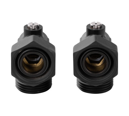 Набор для нижнего подключения радиатора Royal Thermo угловой раздельный 3/4x3/4 EK черный RTE 07.0005