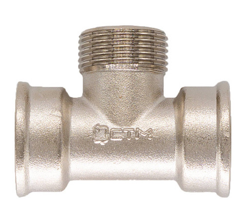 Тройник латунный никелированный CTM 1/2 ВР-НР-ВР НС-1229496