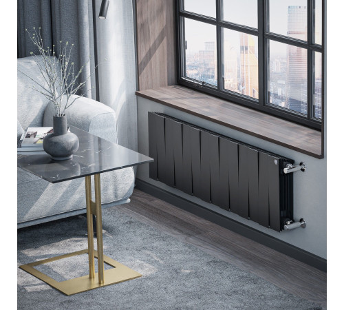 Радиатор биметаллический Royal Thermo PianoForte 300 Noir Sable 14 секций боковое подключение НС-1682353