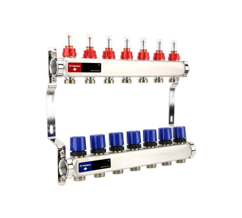 Коллекторная группа Varmega с расходомерами из нержавеющей стали 1 x 3/4 EK 7 контуров VM15107