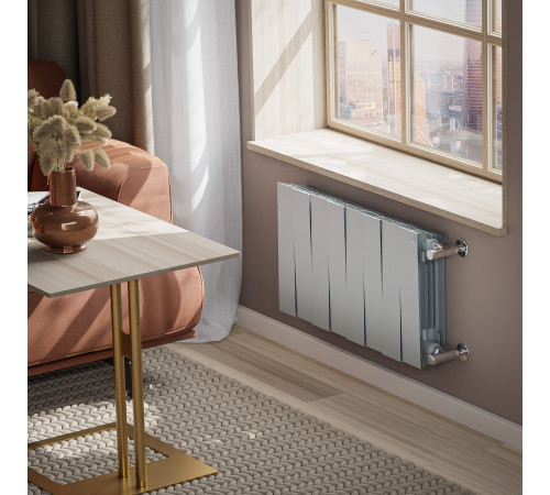 Радиатор биметаллический Royal Thermo PianoForte 300 Silver Satin 8 секций боковое подключение НС-1682344