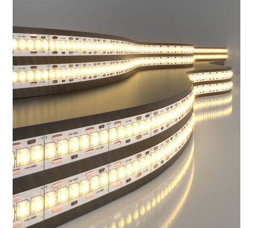 Светодиодная лента 12 В 24 Вт/м 240 Led/м 2835 IP20, теплый белый 3300 K, 5 м Лента светодиодная 12V 16W 240Led 2835 IP20 тёплый белый, 5м