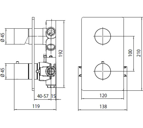 Наружная часть термостата Bossini TEO черный матовый Z00002.073