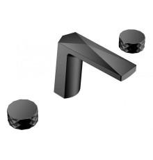 Смеситель для раковины Boheme Venturo врезной на 3 отверстия Diamond черный матовый/хром матовый 150-B-DIAMOND