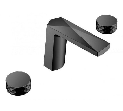 Смеситель для раковины Boheme Venturo врезной на 3 отверстия Diamond черный матовый/хром матовый 150-B-DIAMOND