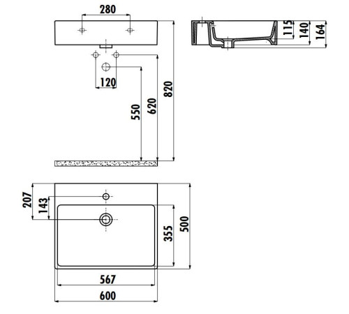 Раковина накладная Creavit NEXT 50х60 см белая NX260-00CB00E-0000