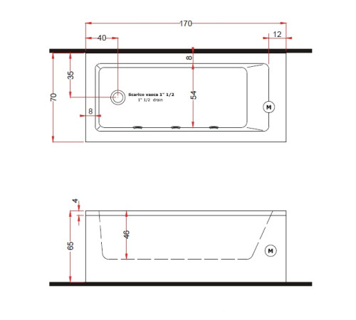 Ванна встраиваемая Gruppo Treesse Quadra 1700х700 мм V0721