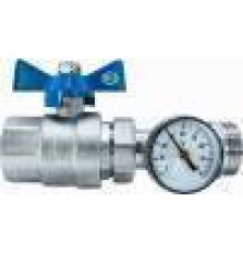 Кран шаровой прямой коллекторный Euros 1 с термометром EU.ST6044050 1