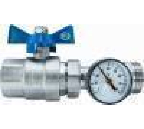 Кран шаровой прямой коллекторный Euros 1 с термометром EU.ST6044050 1