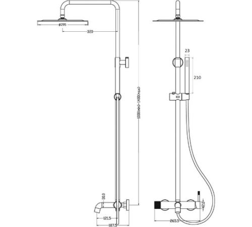 Душевая стойка Boheme Uno с верхним душем никель браш матовый 468-NB