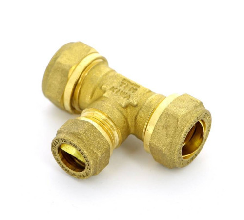 Тройник обжимной латунный Tiemme 15х12х15 мм 1000116