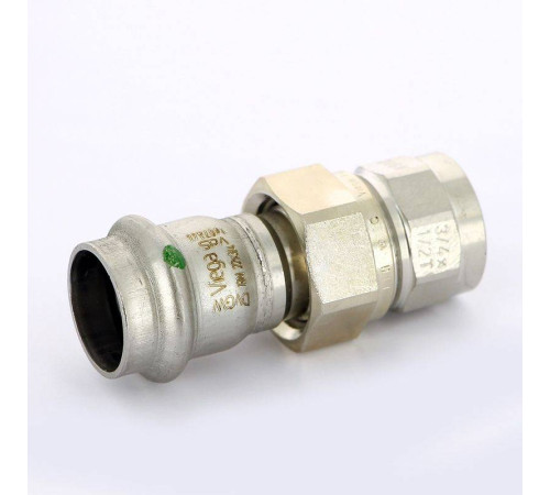 Муфта разъемная Viega Sanpress Inox 22х1/2 пресс-В с плоским уплотнением 437497