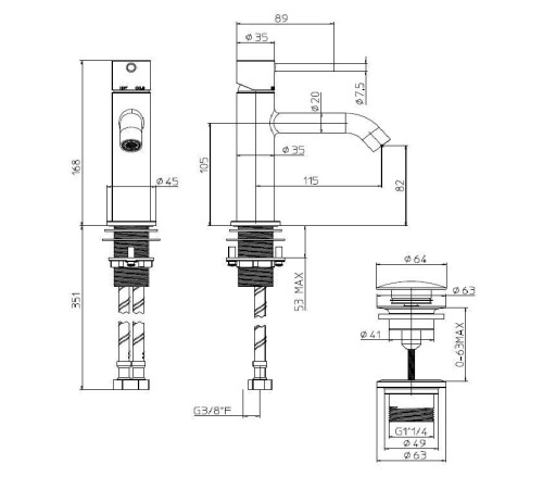 Смеситель для раковины Bossini TEO Z00701.043 высокий с донным клапаном сатинированное золото