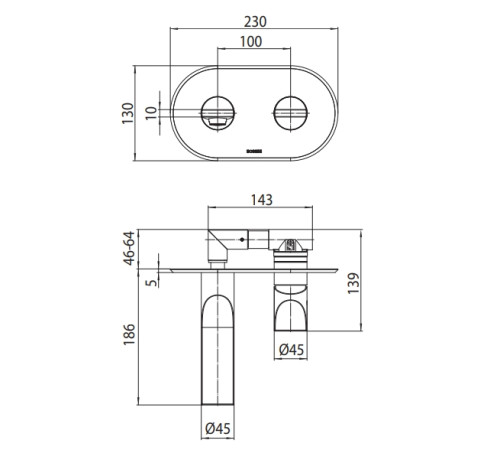 Смеситель для раковины BOSSINI Apice без донного клапана черный матовый Z00549.073