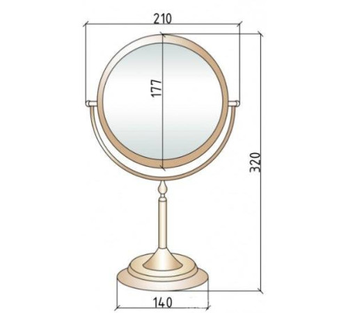 Зеркало косметическое настольное Boheme Imperiale увеличение 3x золото 504