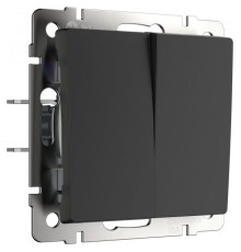 Выключатель двухклавишный (черный матовый) W1120008